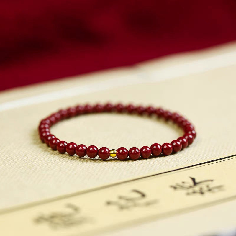 Natural cinnabar 4mm bracelet