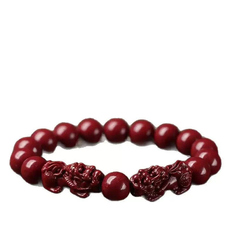 Natural cinnabar double Pixiu bracelet jewelry