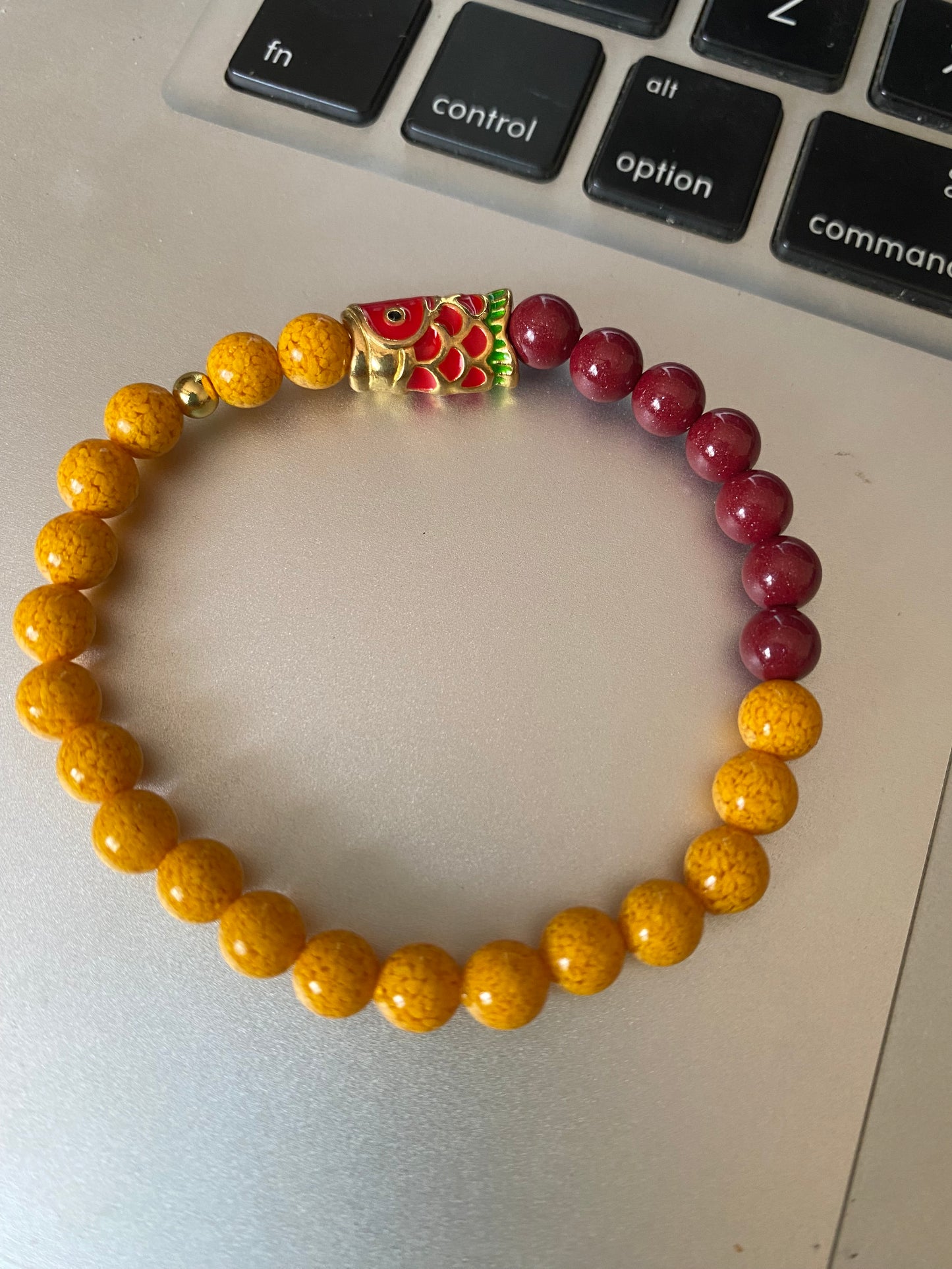 Lucky Koi Vermilion Purple Gold Sand realgar Bead Bracelet 🥰 Successfully landed