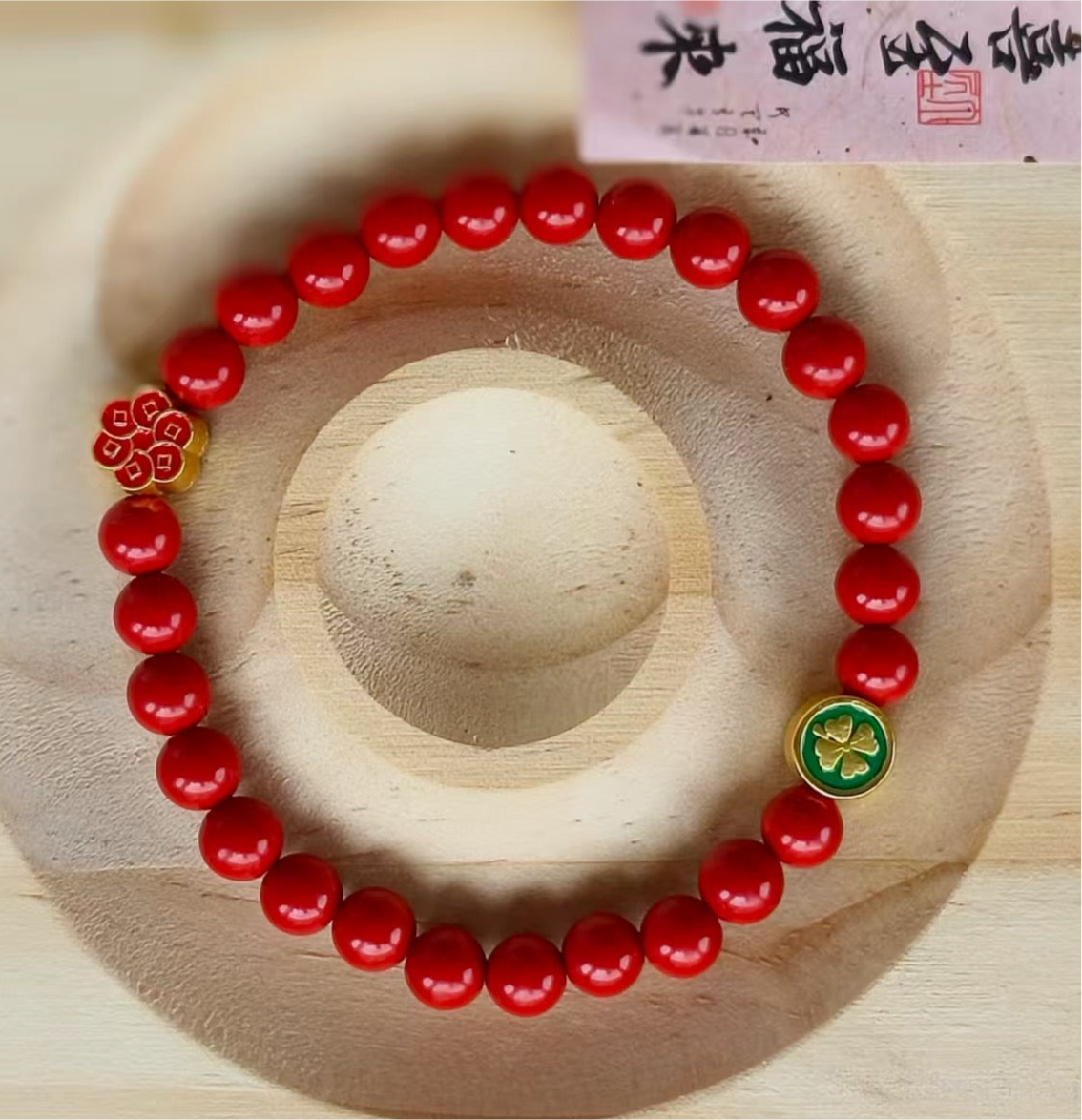 Natural cinnabar red sand 6mm bracelet