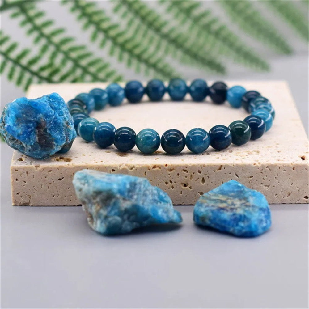 Natural apatite explosive bracelet blue bead crystal bracelet for both men and women