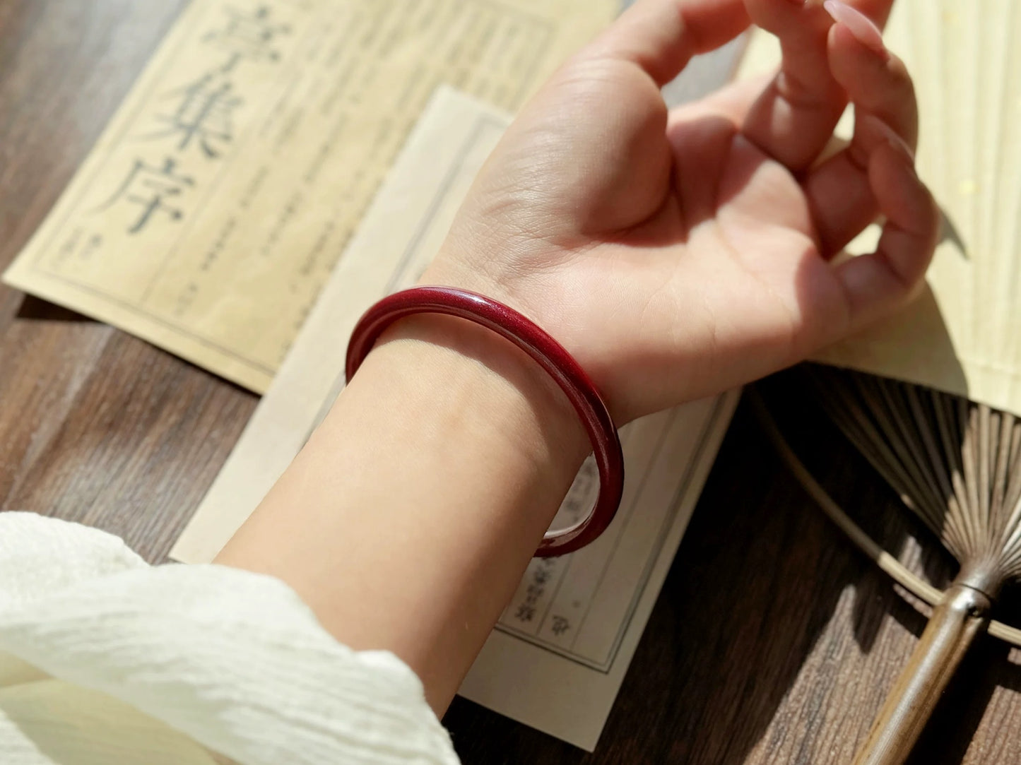 Natural cinnabar fine bracelet,