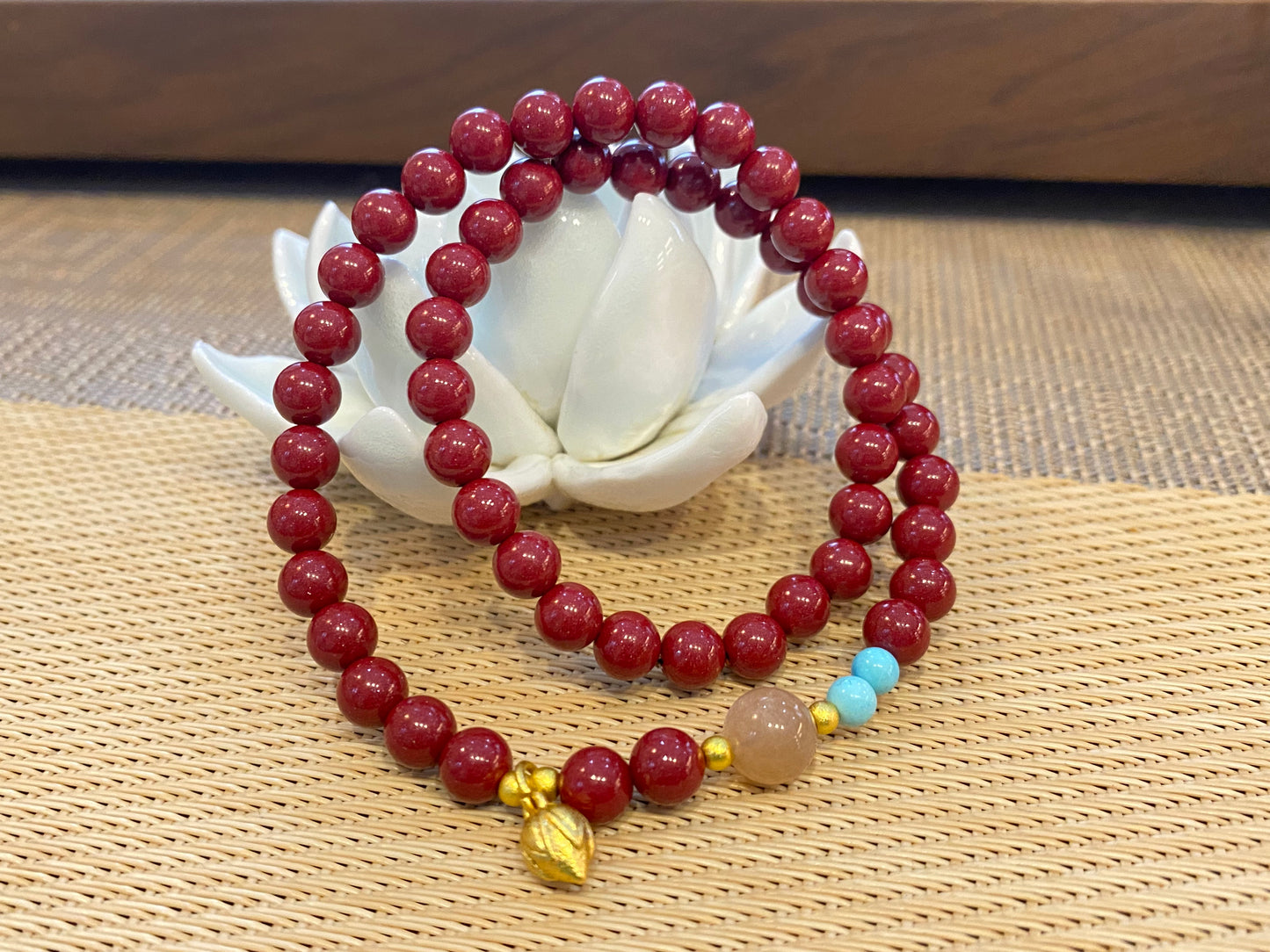 天然朱砂 Cinnabar double circle bracelet