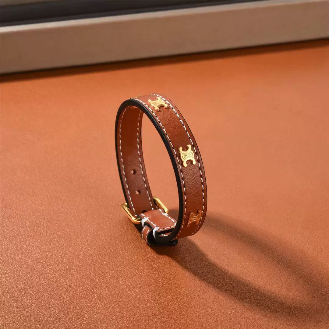 2025 New Product Triumphal Arch Vintage Cow Leather Bracelet for Women, European and American Niche Design, Retro Luxury Bracelet for Women