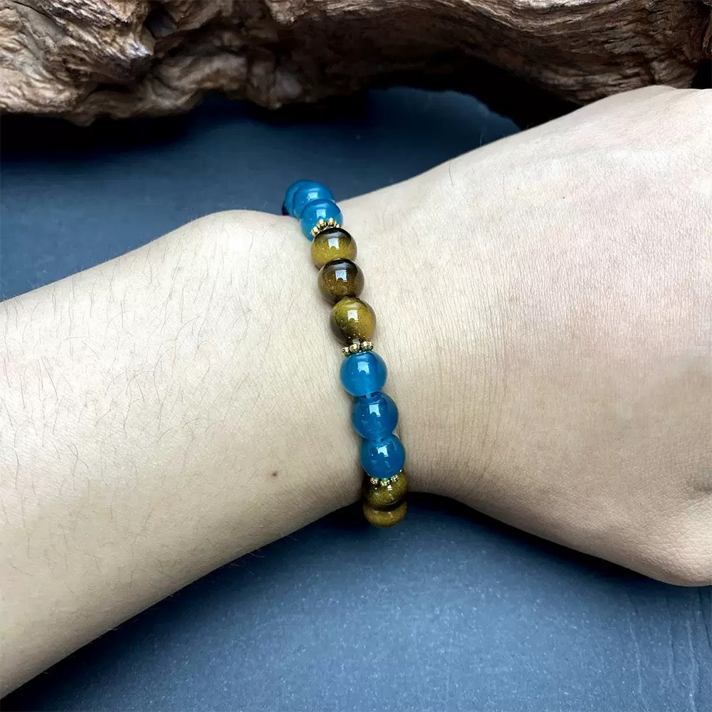 Popular Bracelet Prosperity and Good Luck Natural Stone Bracelet Tiger Eye Purple Crystal High Luxury