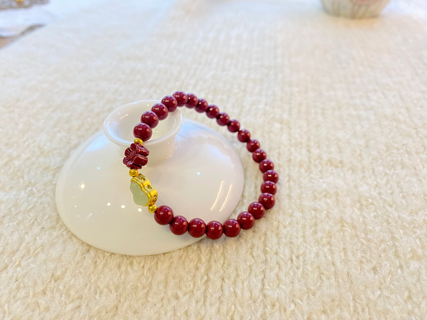 天然朱砂Natural cinnabar 6mm bracelet