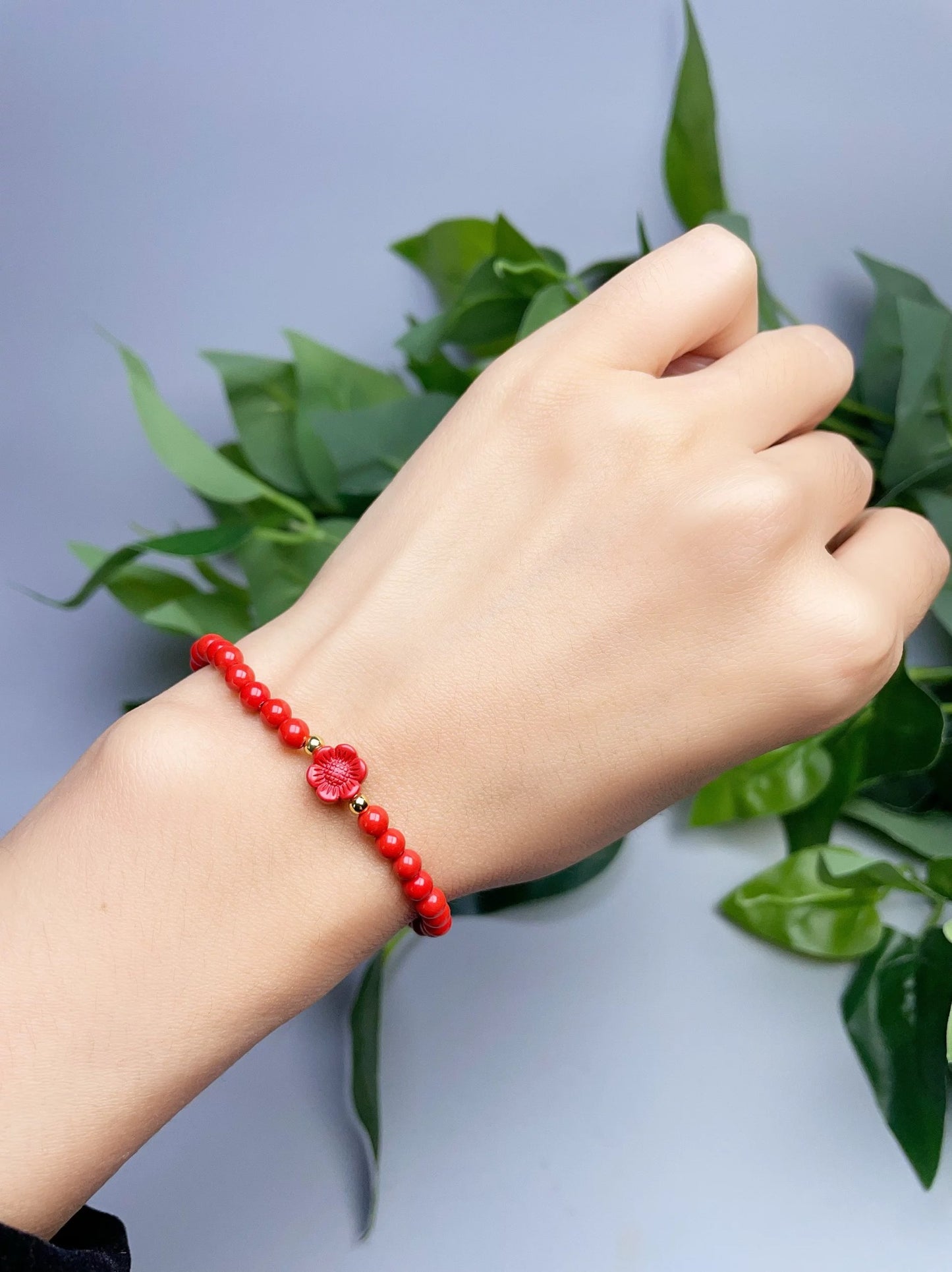 4mm cinnabar red sand bracelet