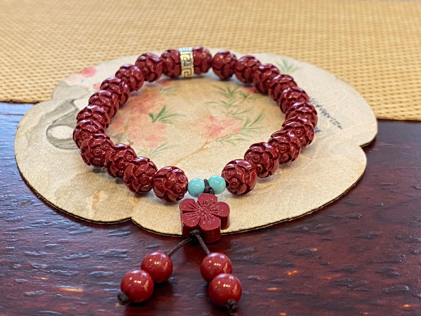 天然朱砂High content purple gold sand 8mm lotus bead string