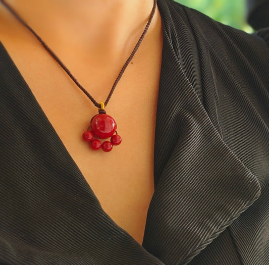 Natural cinnabar contentment pendant