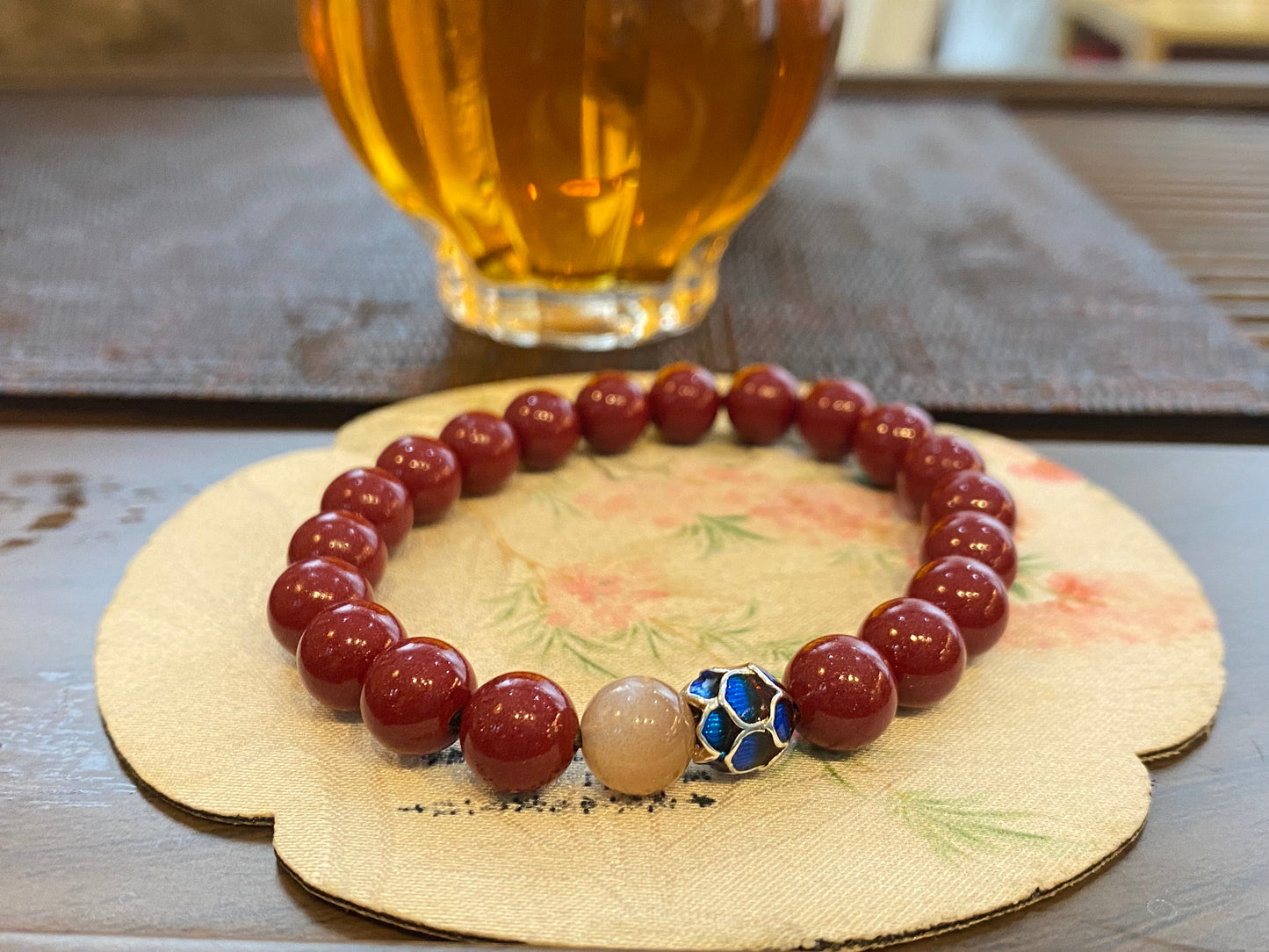 天然朱砂 Natural cinnabar lotus bracelet