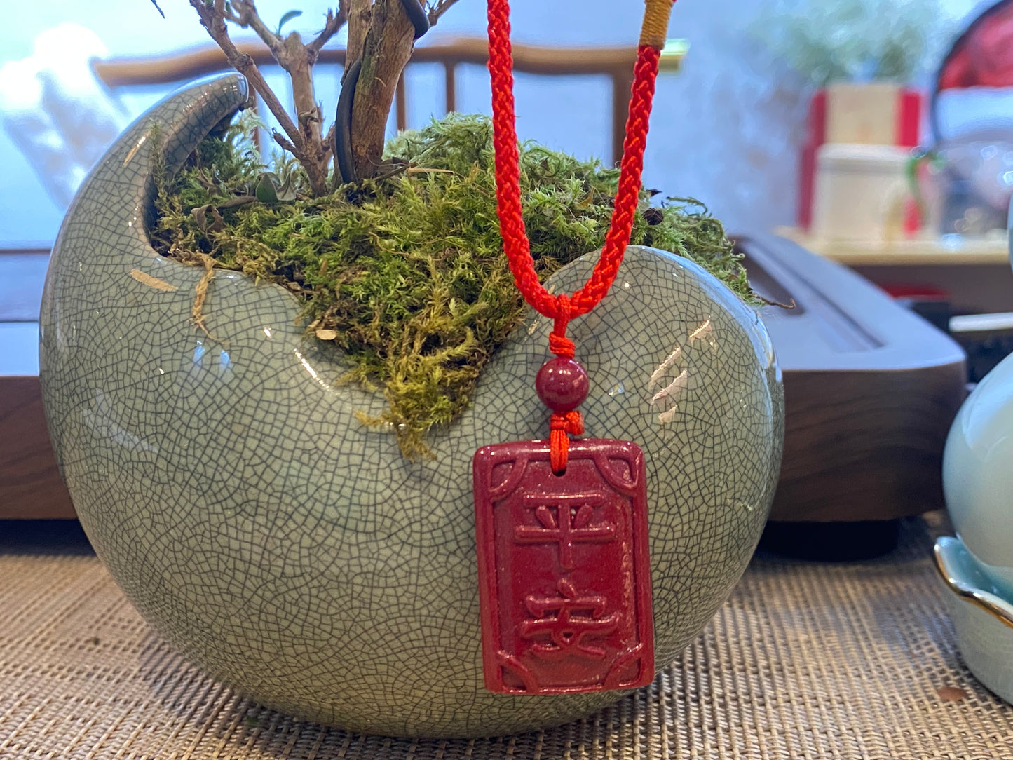 天然朱砂Natural cinnabar safety pendant