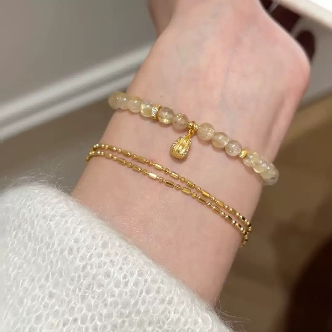 New blonde crystal gourd pendant bracelet for women, fashionable temperament, light luxury.