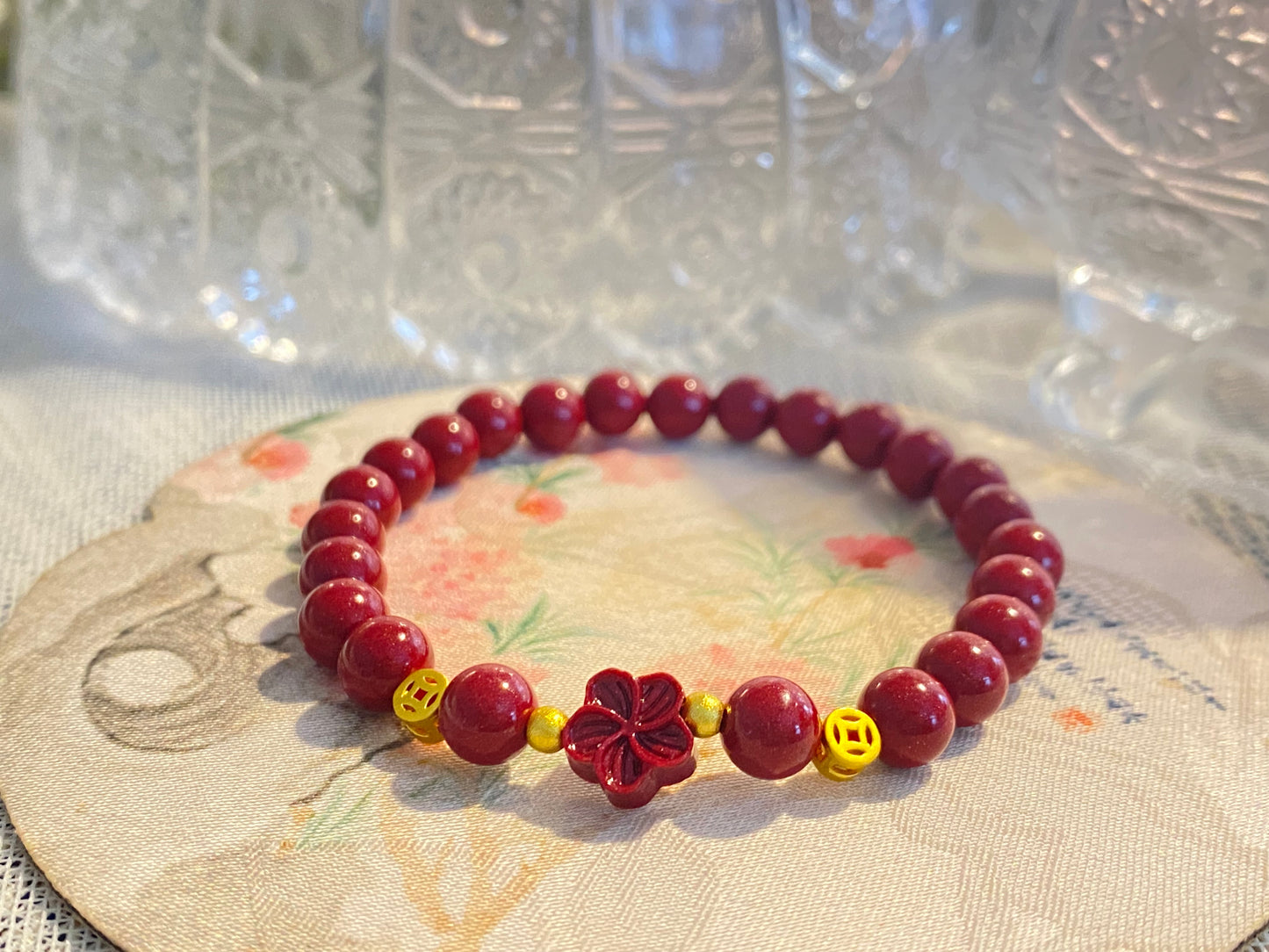 Natural cinnabar bracelets, blooming wealth series.