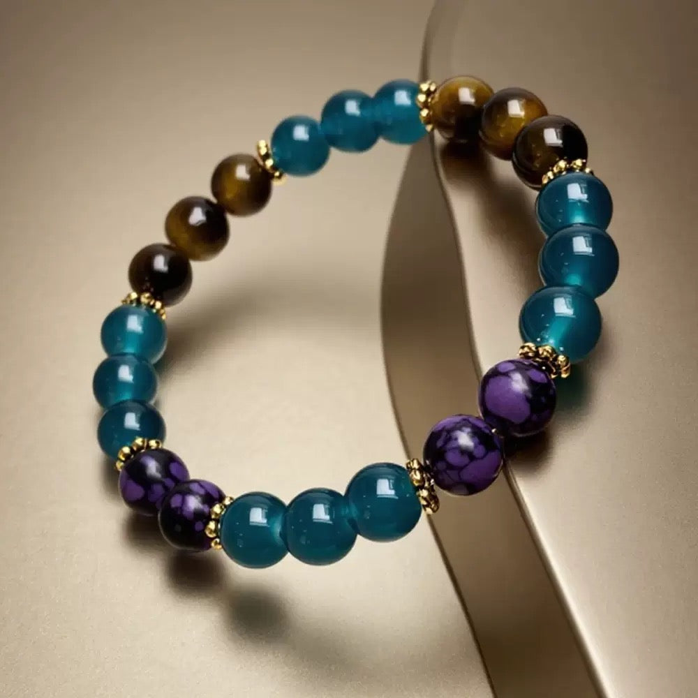 Popular Bracelet Prosperity and Good Luck Natural Stone Bracelet Tiger Eye Purple Crystal High Luxury