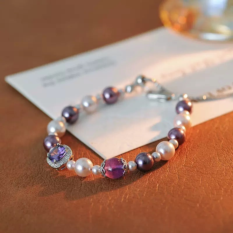 Popular amethyst pearl bracelet with niche design, elegant temperament, and high-end feel