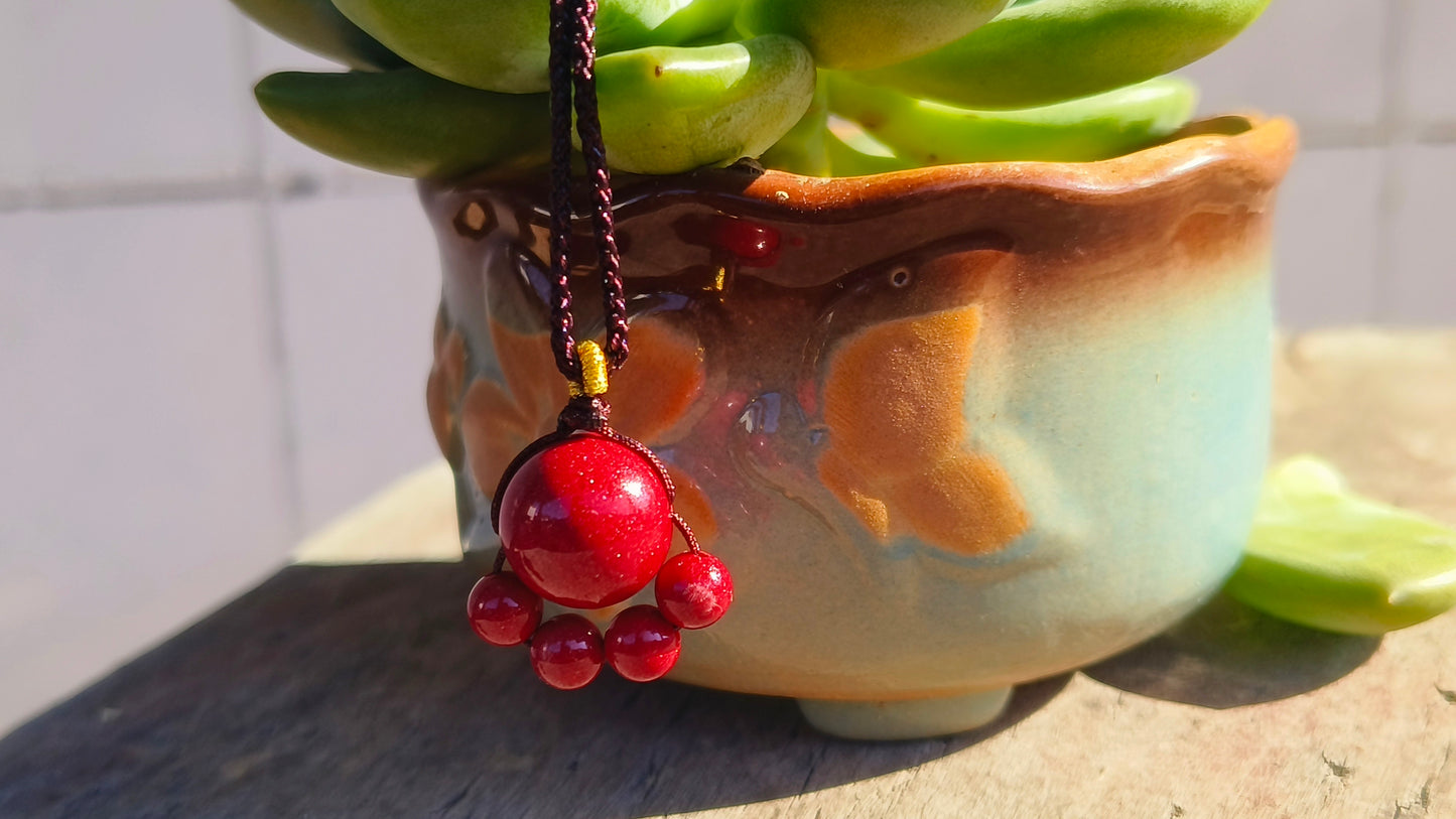 Natural cinnabar contentment pendant