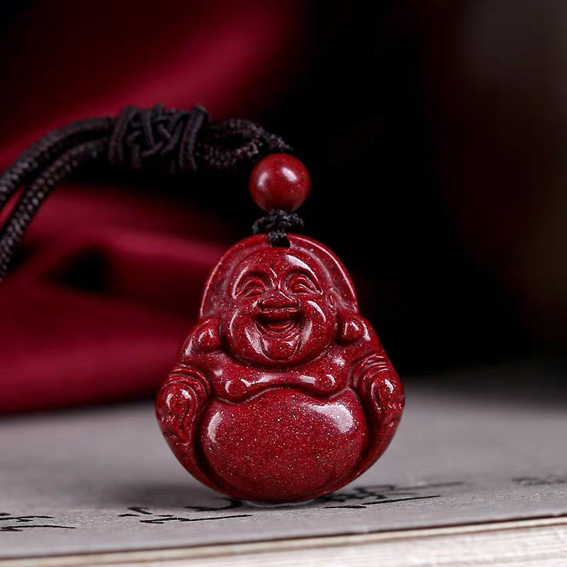 Natural cinnabar Maitreya Buddha pendant