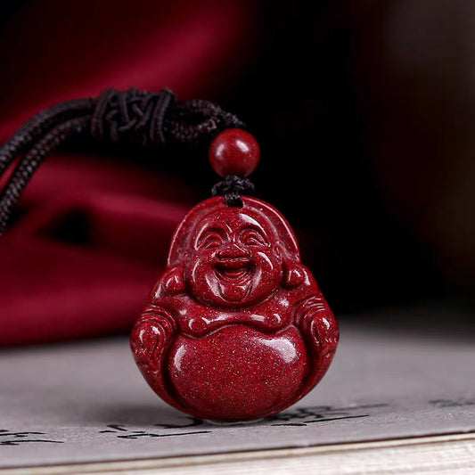 Natural cinnabar Maitreya Buddha pendant