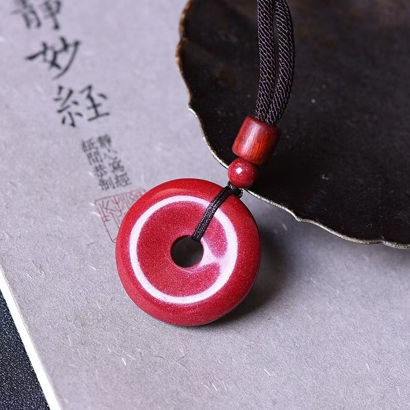 天然朱砂Natural cinnabar safety buckle pendant