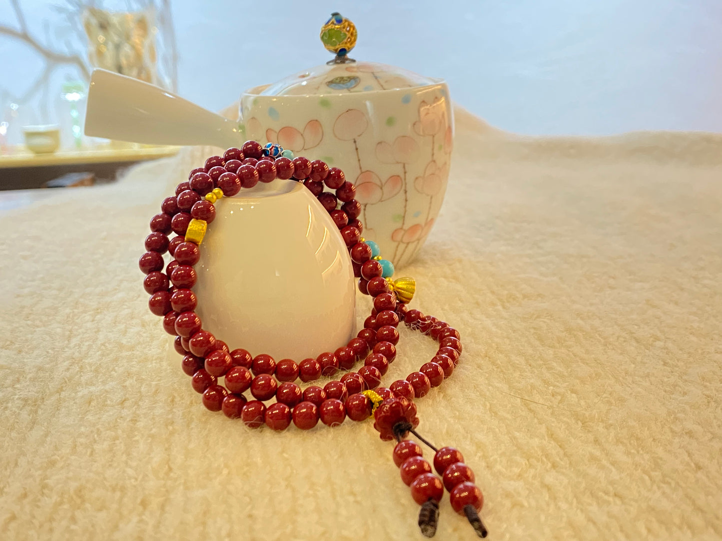 天然朱砂Natural cinnabar multi circle bracelet