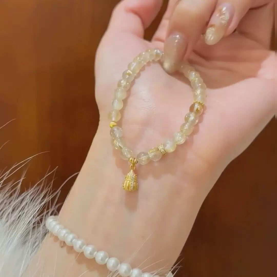 New blonde crystal gourd pendant bracelet for women, fashionable temperament, light luxury.