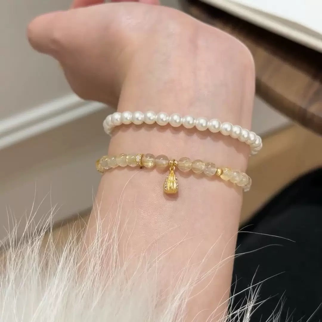 New blonde crystal gourd pendant bracelet for women, fashionable temperament, light luxury.