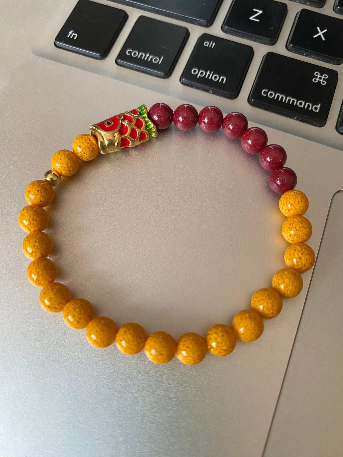 Lucky Koi Vermilion Purple Gold Sand realgar Bead Bracelet 🥰 Successfully landed