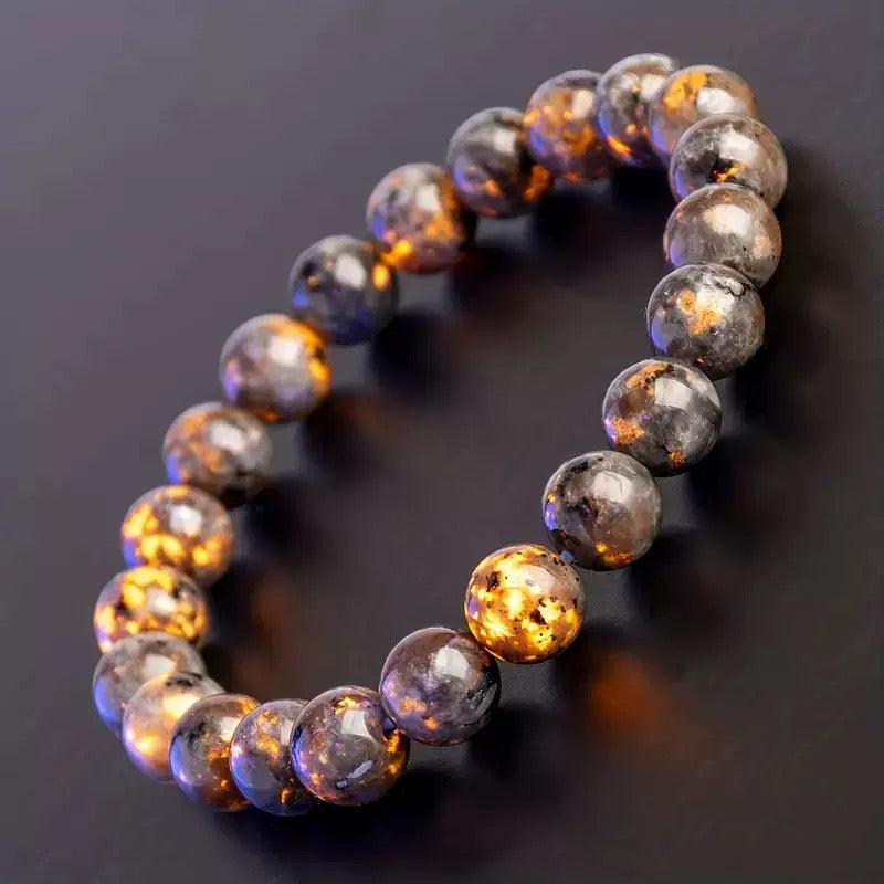 New Style Bracelet Fashion OL Explosive Luminous Natural Flame Stone Solid Color Beaded Bracelet Purple Light Note Luminous