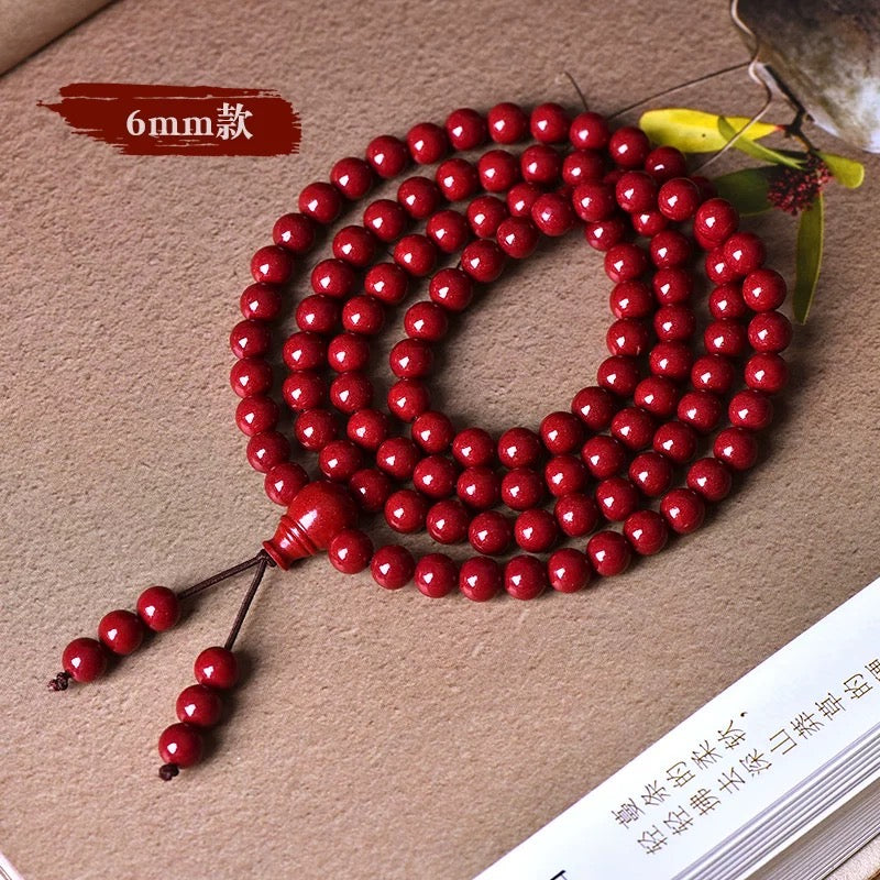 Natural cinnabar 108 beads bracelet