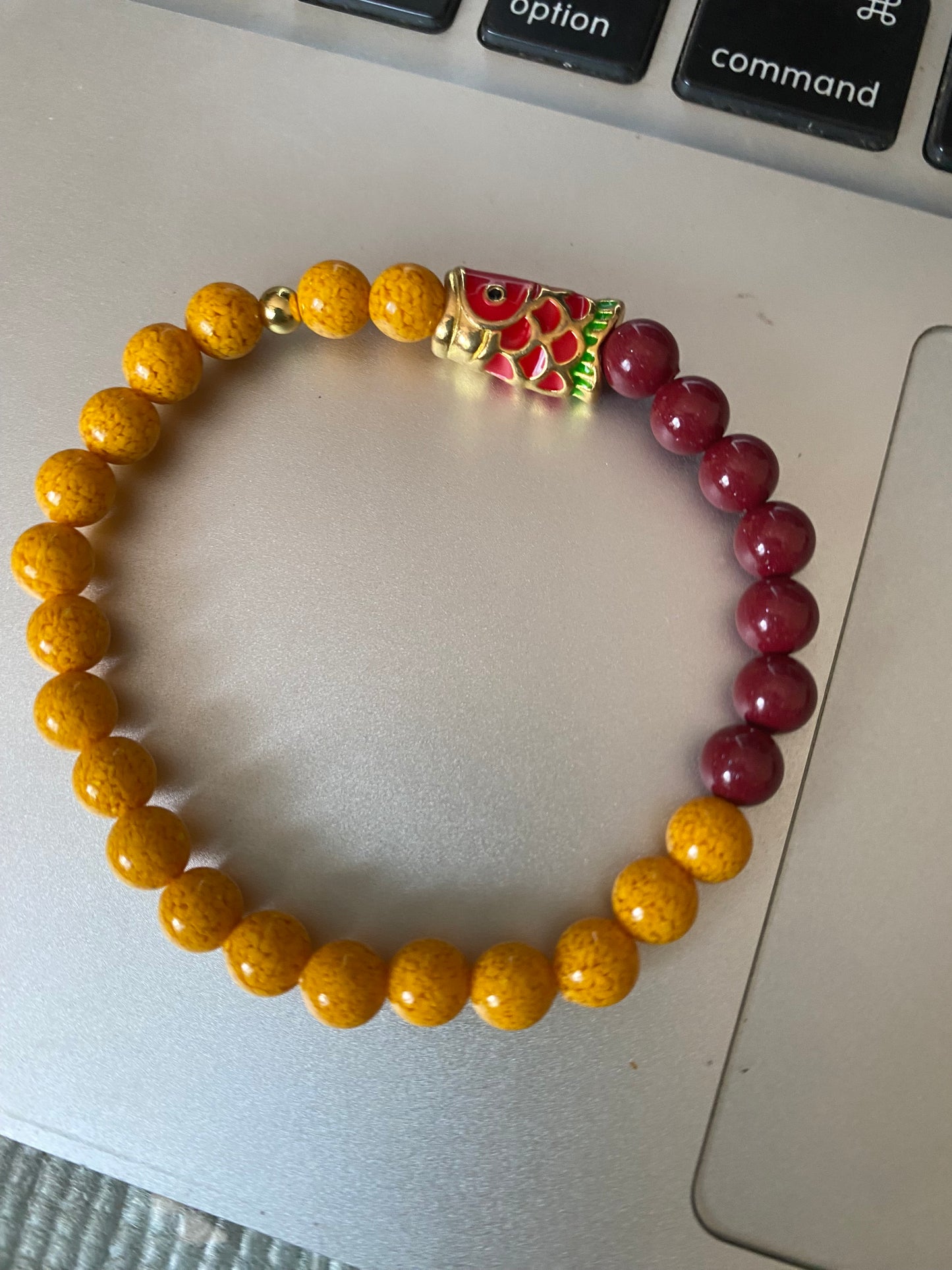 Lucky Koi Vermilion Purple Gold Sand realgar Bead Bracelet 🥰 Successfully landed