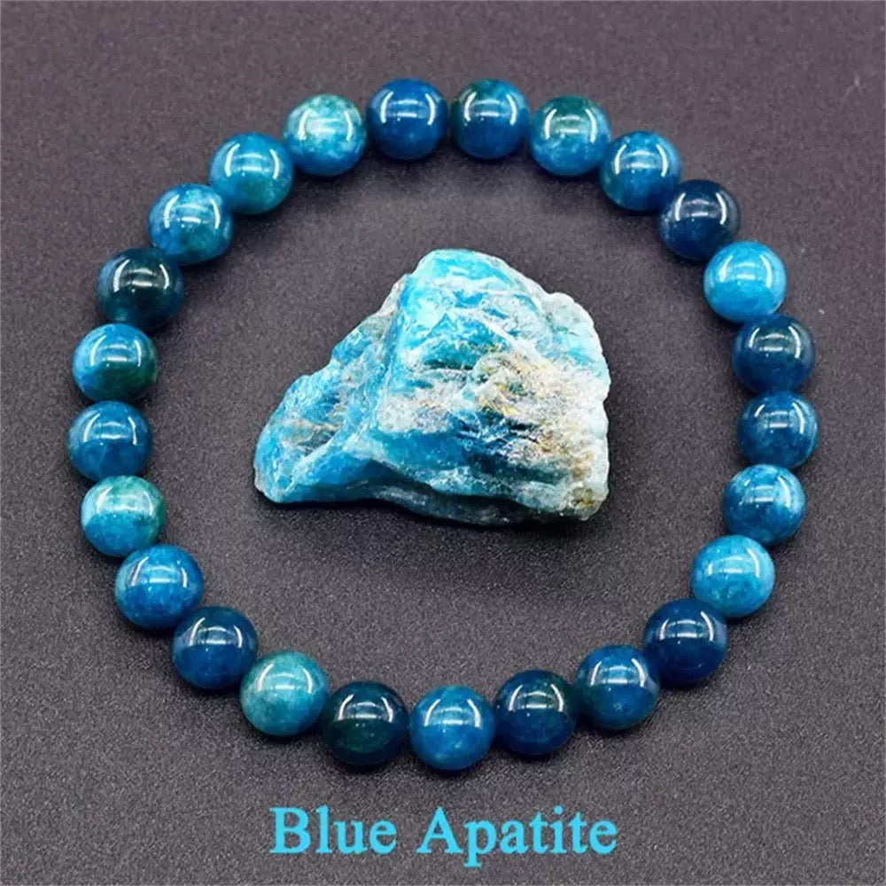 Natural apatite explosive bracelet blue bead crystal bracelet for both men and women