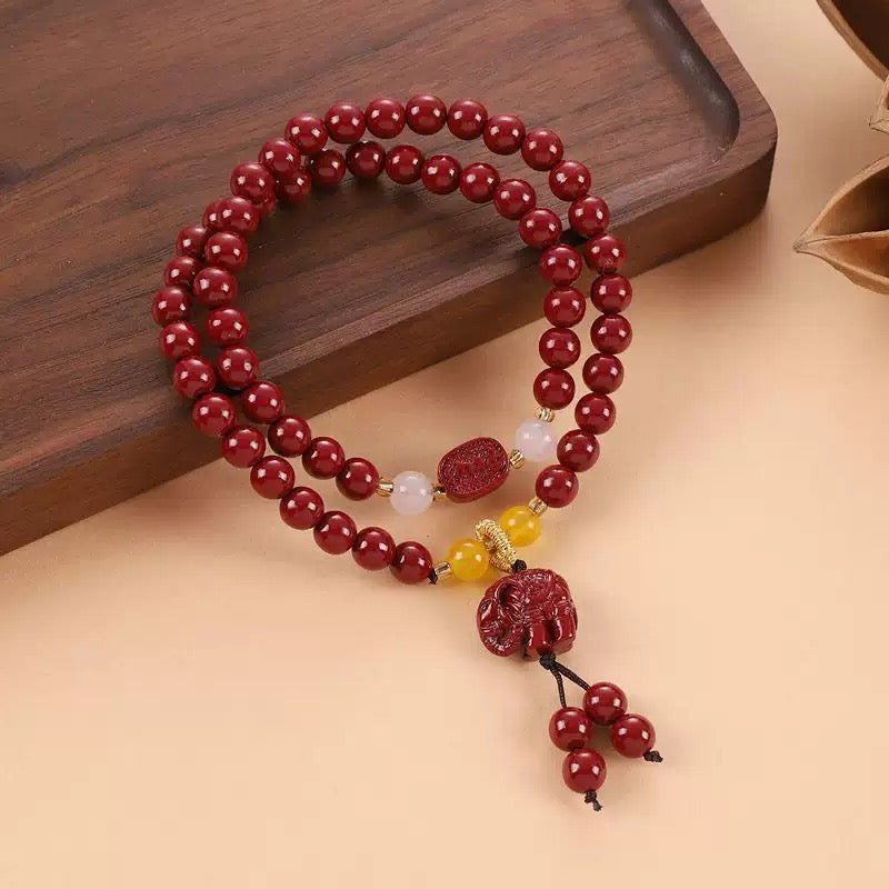 Natural cinnabar double circle bracelet