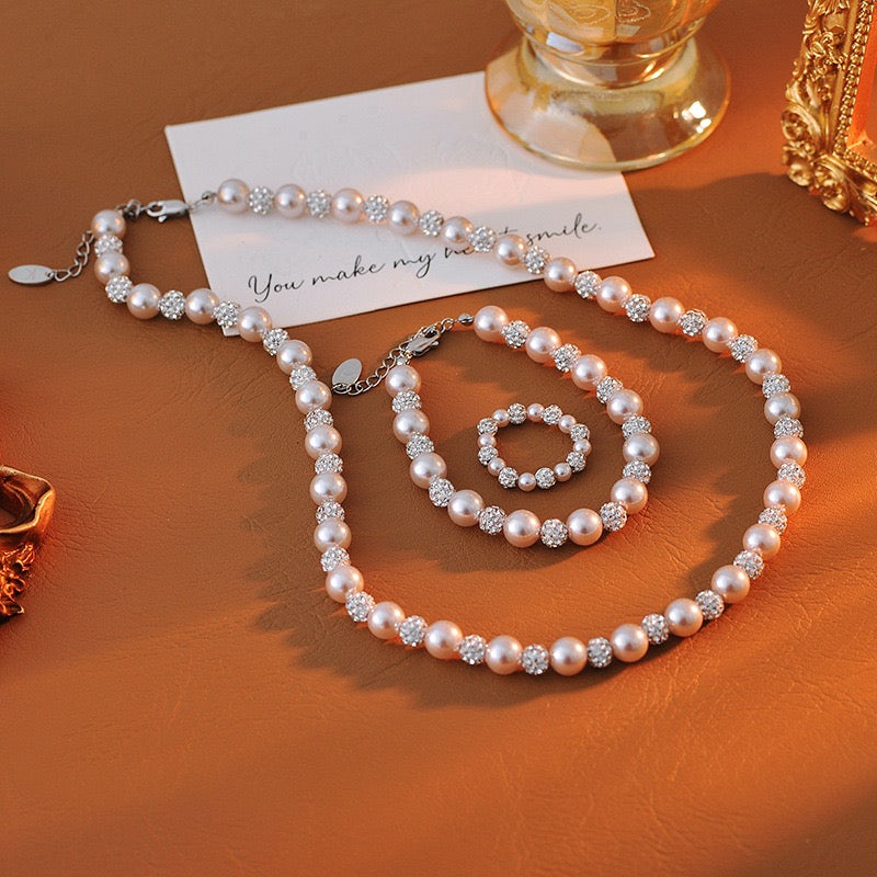 Fashionable design, girl pearl bracelet, female niche temperament, exquisite and dazzling bracelet necklace jewelry set, planet