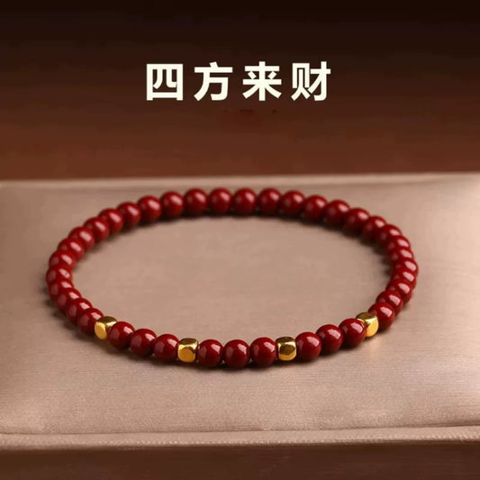 Natural cinnabar bracelet with sugar transfer beads for women, high content purple gold sand wealth transfer bracelet.