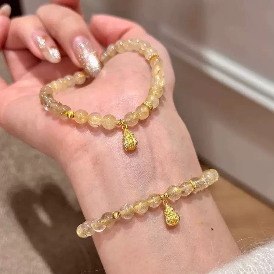 New blonde crystal gourd pendant bracelet for women, fashionable temperament, light luxury.