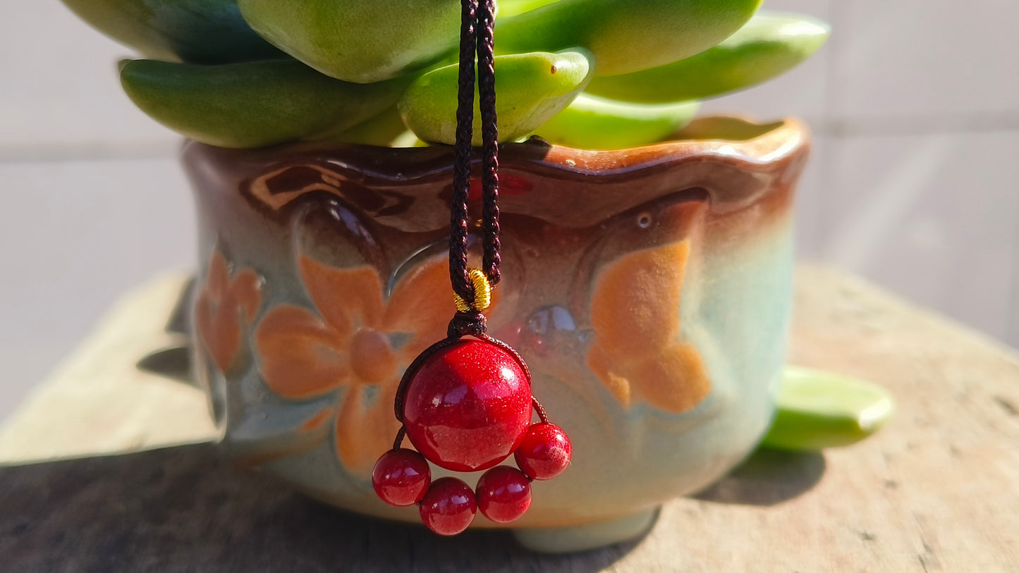 Natural cinnabar contentment pendant