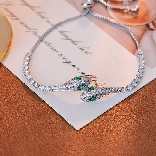 Hot selling electroplated green eyed little spirit snake bracelet