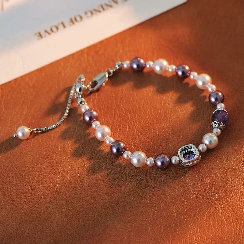Popular amethyst pearl bracelet with niche design, elegant temperament, and high-end feel