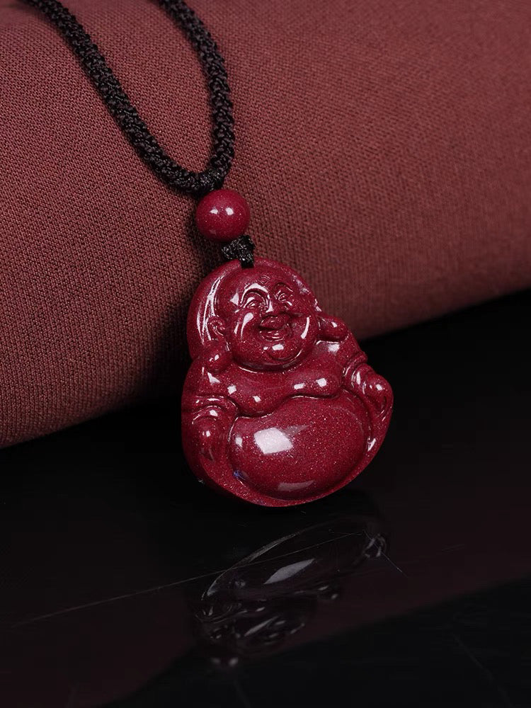 Natural cinnabar Maitreya Buddha pendant