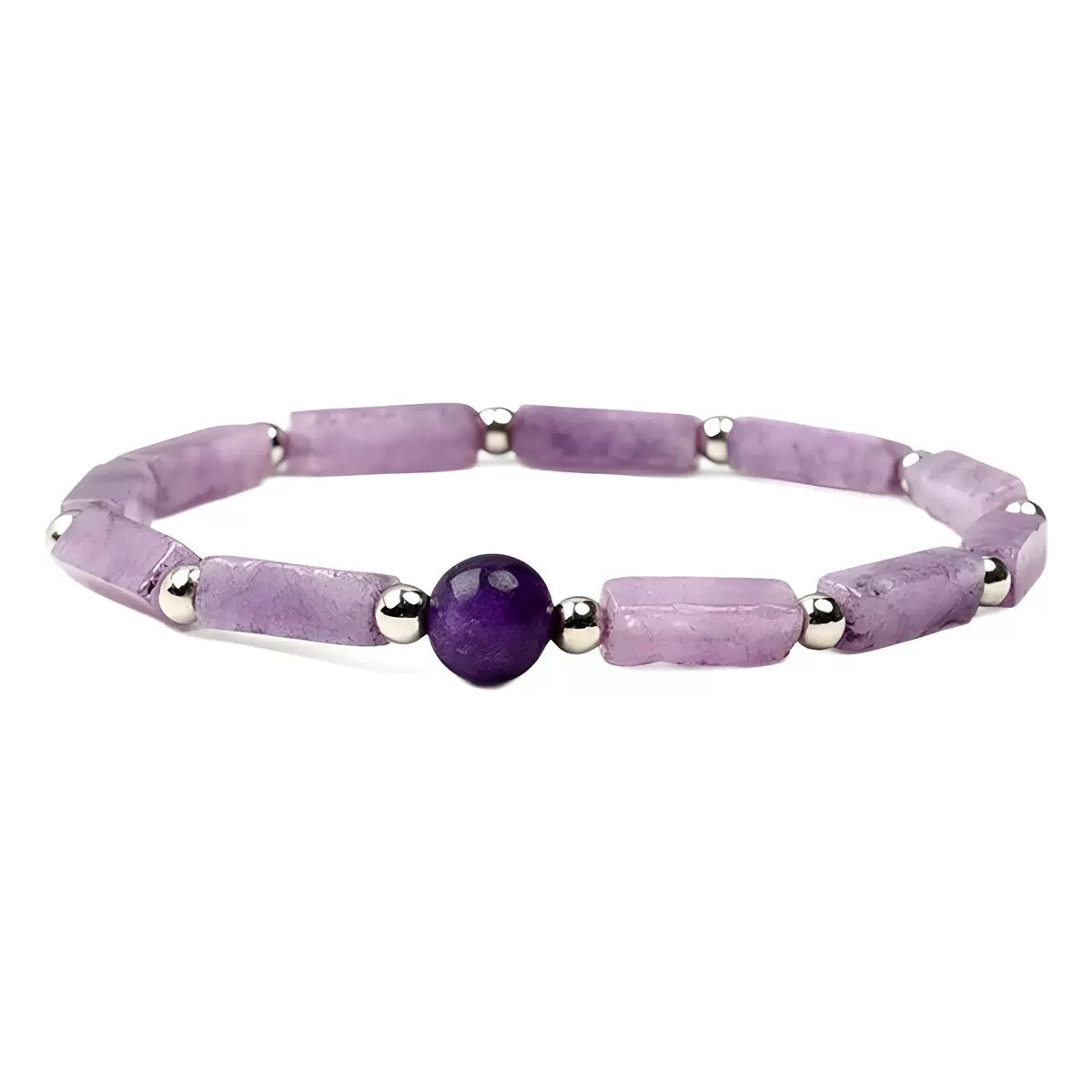 Hot selling amethyst bracelet 4x13 square column bracelet amethyst round beads in stock.