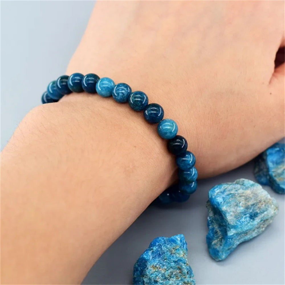 Natural apatite explosive bracelet blue bead crystal bracelet for both men and women