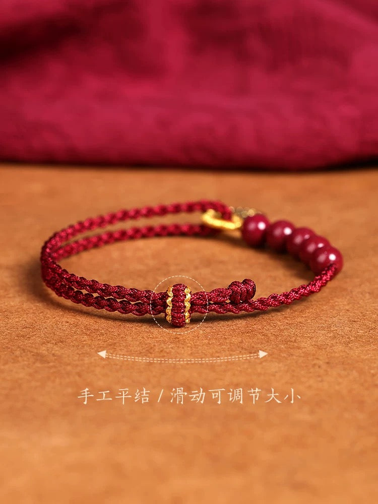 Authentic cinnabar official flagship store, zodiac year red rope bracelet, women's handmade woven lucky card bracelet, jewelry transfer beads.