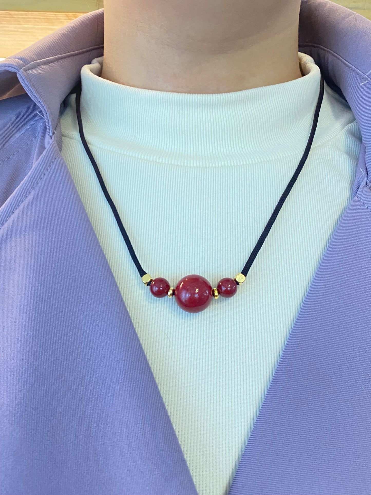 Natural cinnabar clavicle chain pendant