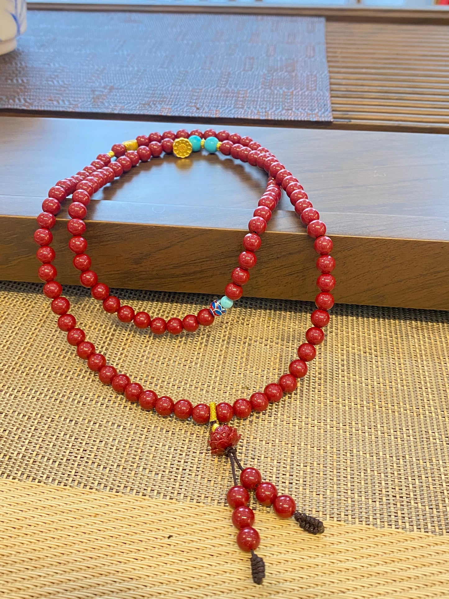 天然朱砂Natural cinnabar multi circle bracelet