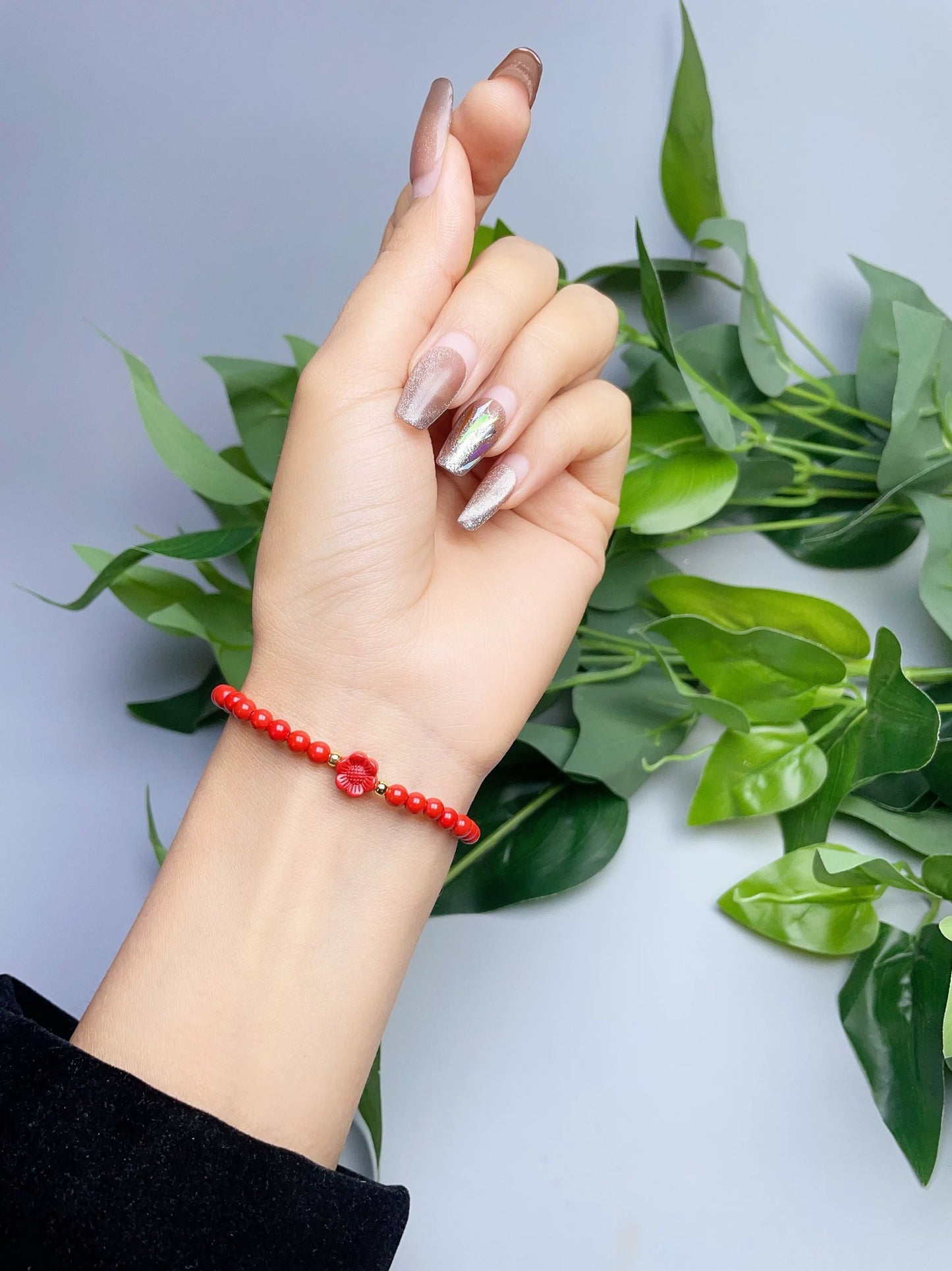 4mm cinnabar red sand bracelet