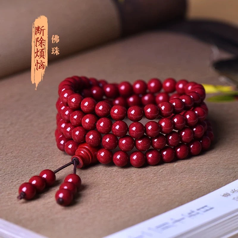 Natural cinnabar 108 beads bracelet