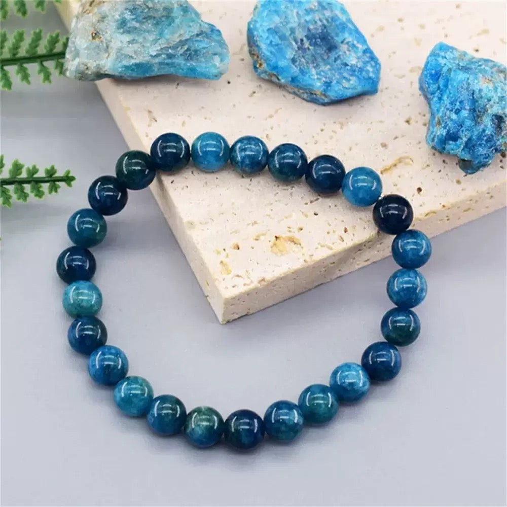 Natural apatite explosive bracelet blue bead crystal bracelet for both men and women