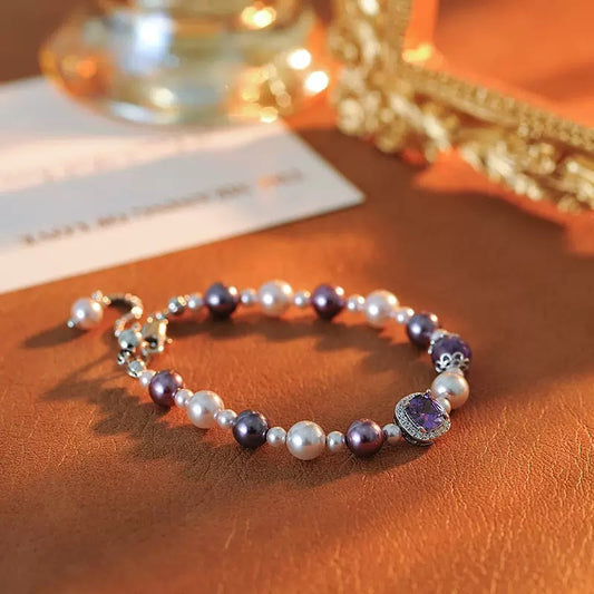Popular amethyst pearl bracelet with niche design, elegant temperament, and high-end feel