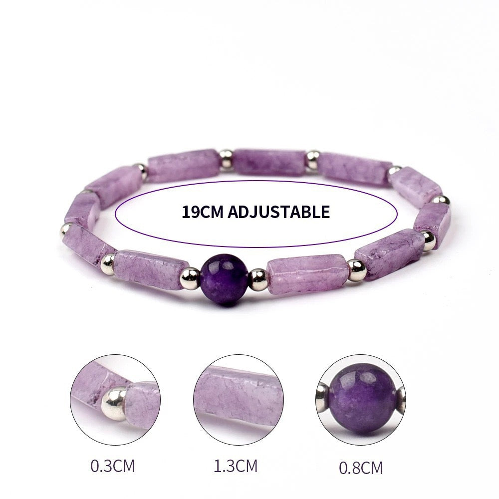 Hot selling amethyst bracelet 4x13 square column bracelet amethyst round beads in stock.
