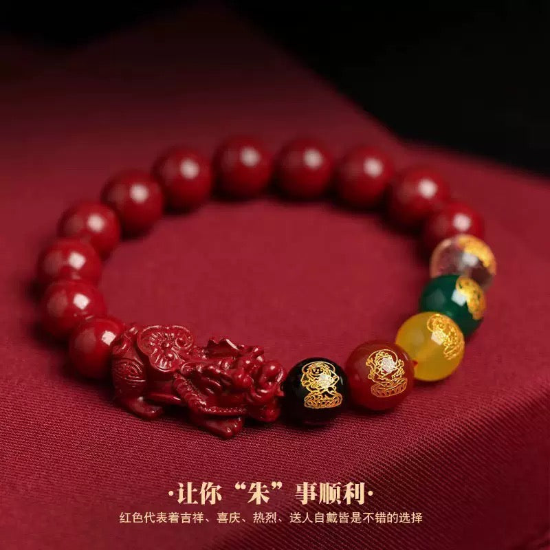 Cinnabar Pixiu Five Road God of Wealth Hand String